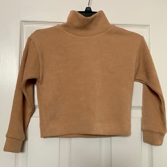 NWT Gb girls camel color mock turtle neck long sleeve ribbed top - Picture 1 of 8